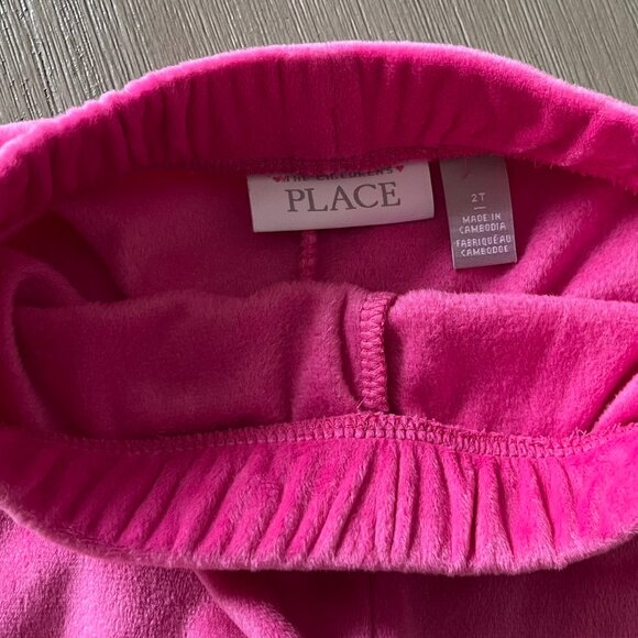 2T Pink Velour Set with Sequin Heart - Picture 3 of 4